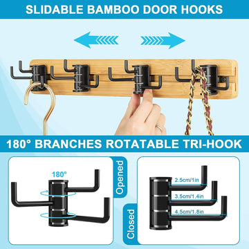 ETECHMART Slidable Over The Door Hanger with 4 Hooks