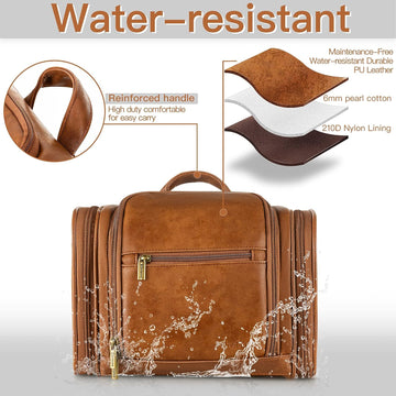 ETECHMART Toiletry Bag Travel Hanging Large PU Leather Water-resistant