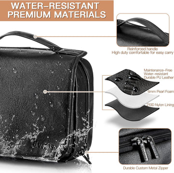 ETECHMART Toiletry Bag Hanging 3 in 1 Multifunctional Water-resistant PU Leather