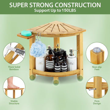 Reozizz Bamboo Corner Shower Bench