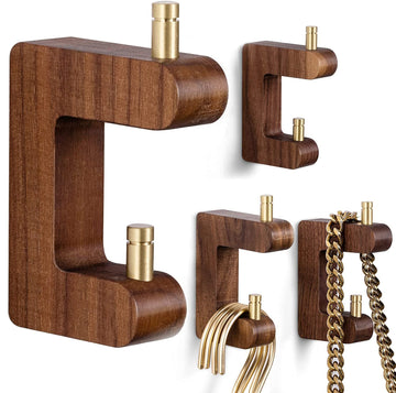 Etechmart C Wood Wall Hooks 4PCS Modern Coat Hooks