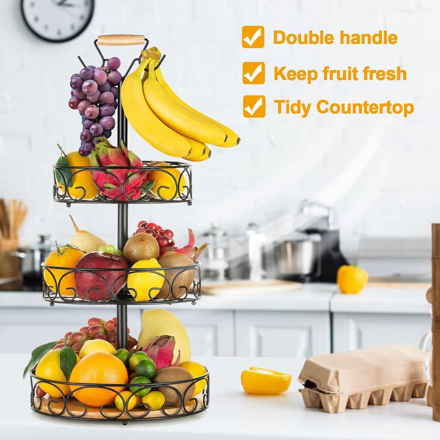 Etechmart Fruit Basket with Banana Hanger